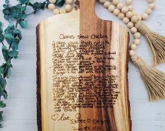 Handwritten Recipe Cutting Board, Custom Personalized Recipe Cutting Board,Family Recipe, Engraved Recipe, gift tradition Grandma Mom Mother