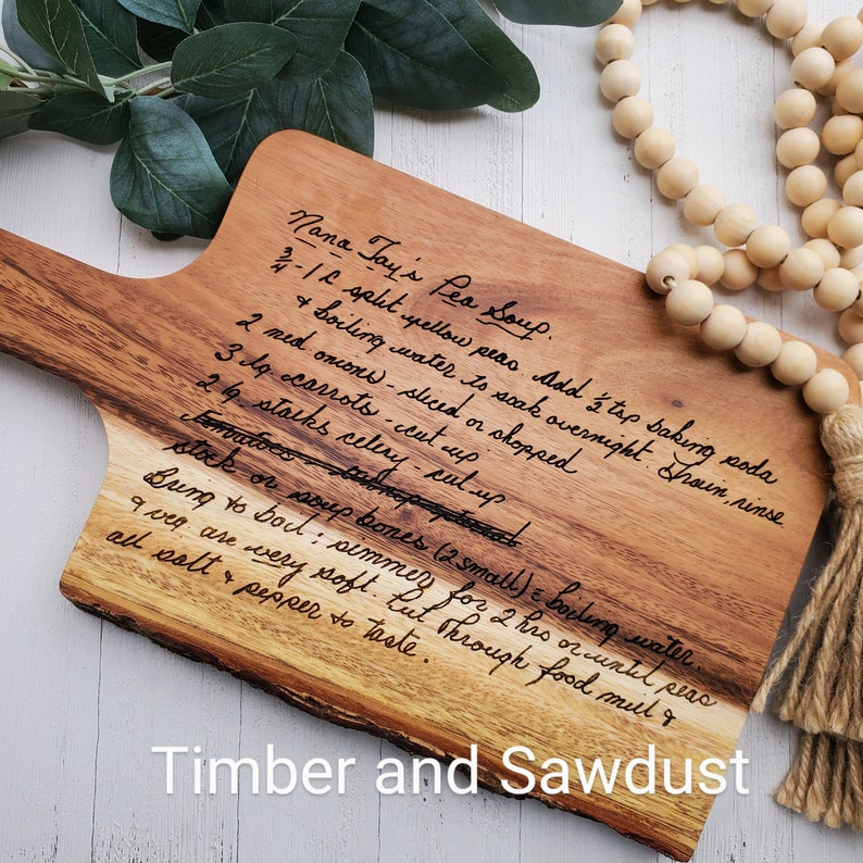 Handwritten Recipe Cutting Board Custom Personalized Recipe Etsy