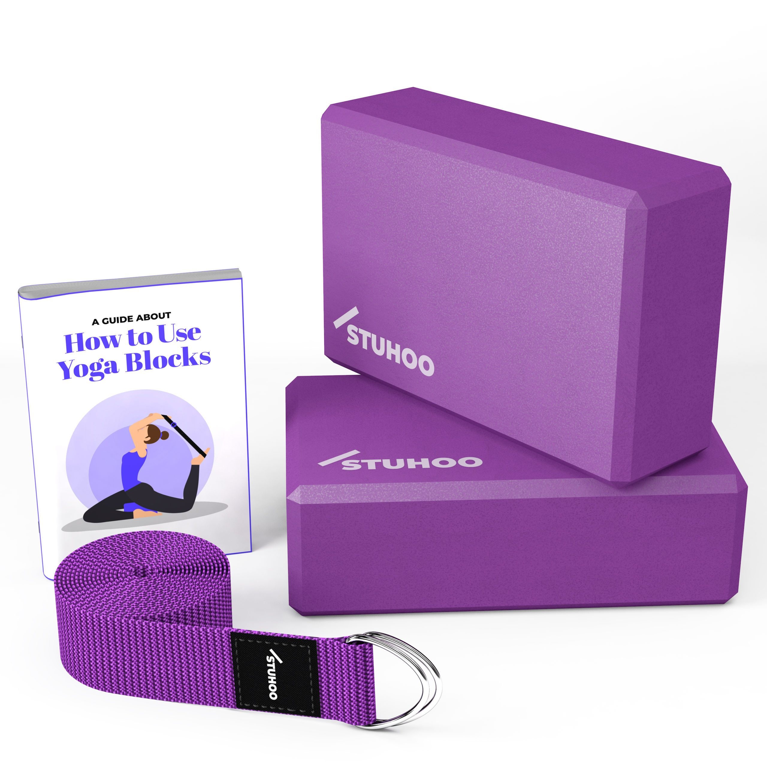 STUHOO Yoga Block & Strap Set With Free Exercise Eguide Etsy UK