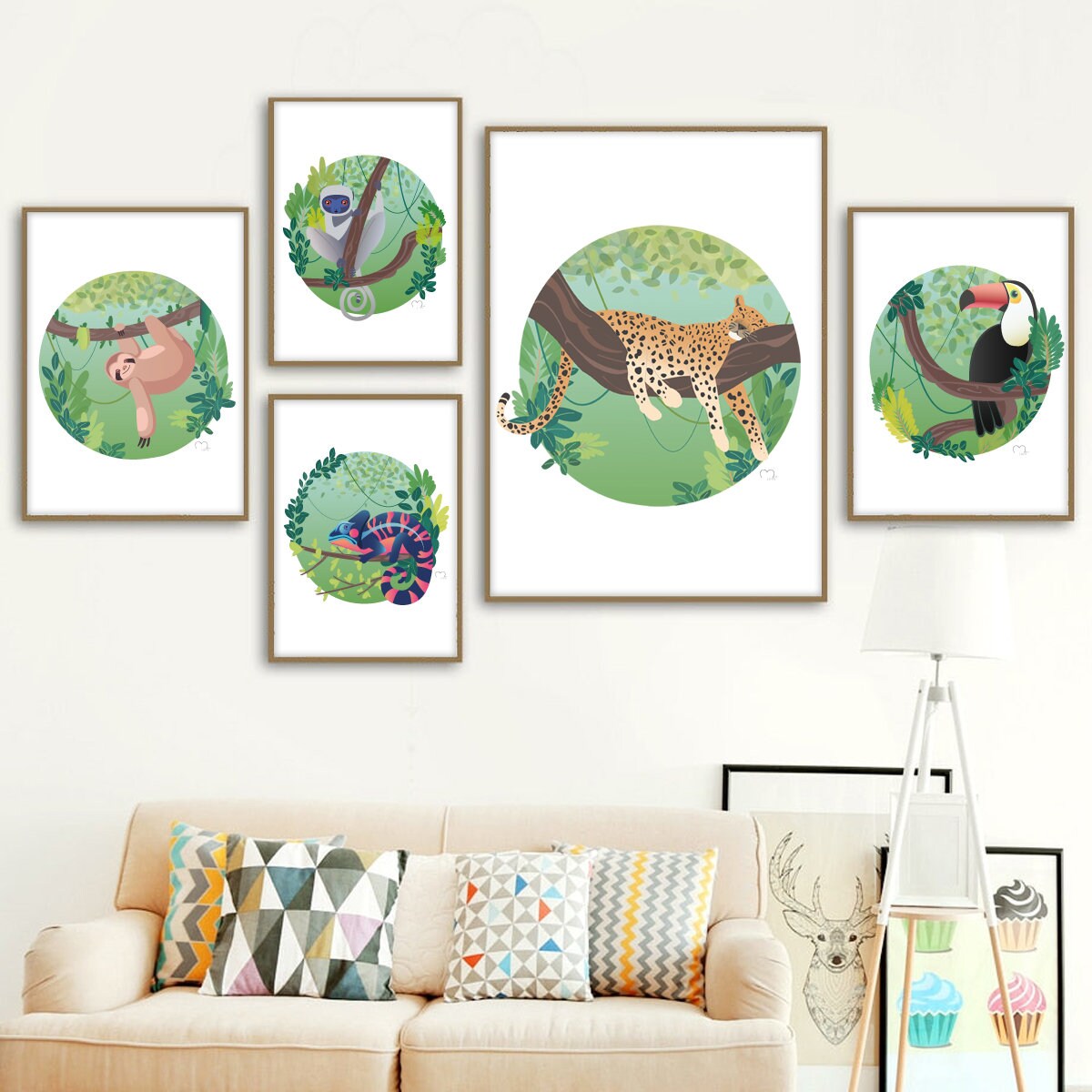 Affiche - Illustration Personnalisée Animaux Jungle