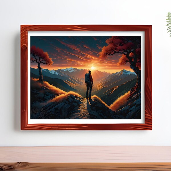 Alone In The Mountains At Sunset Print/Canvas/Digital Download