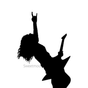 Rock Guitarrista Silueta Clipart SVG PNG JPG Imagen Cricut Vector Música Uso comercial personal