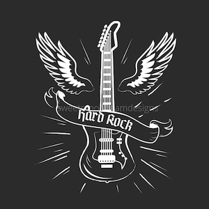 Hardrockgitaar met vleugels Clipart Cricut Gitaar SVG PNG JPG Gitarist Persoonlijk Commercieel Gebruik