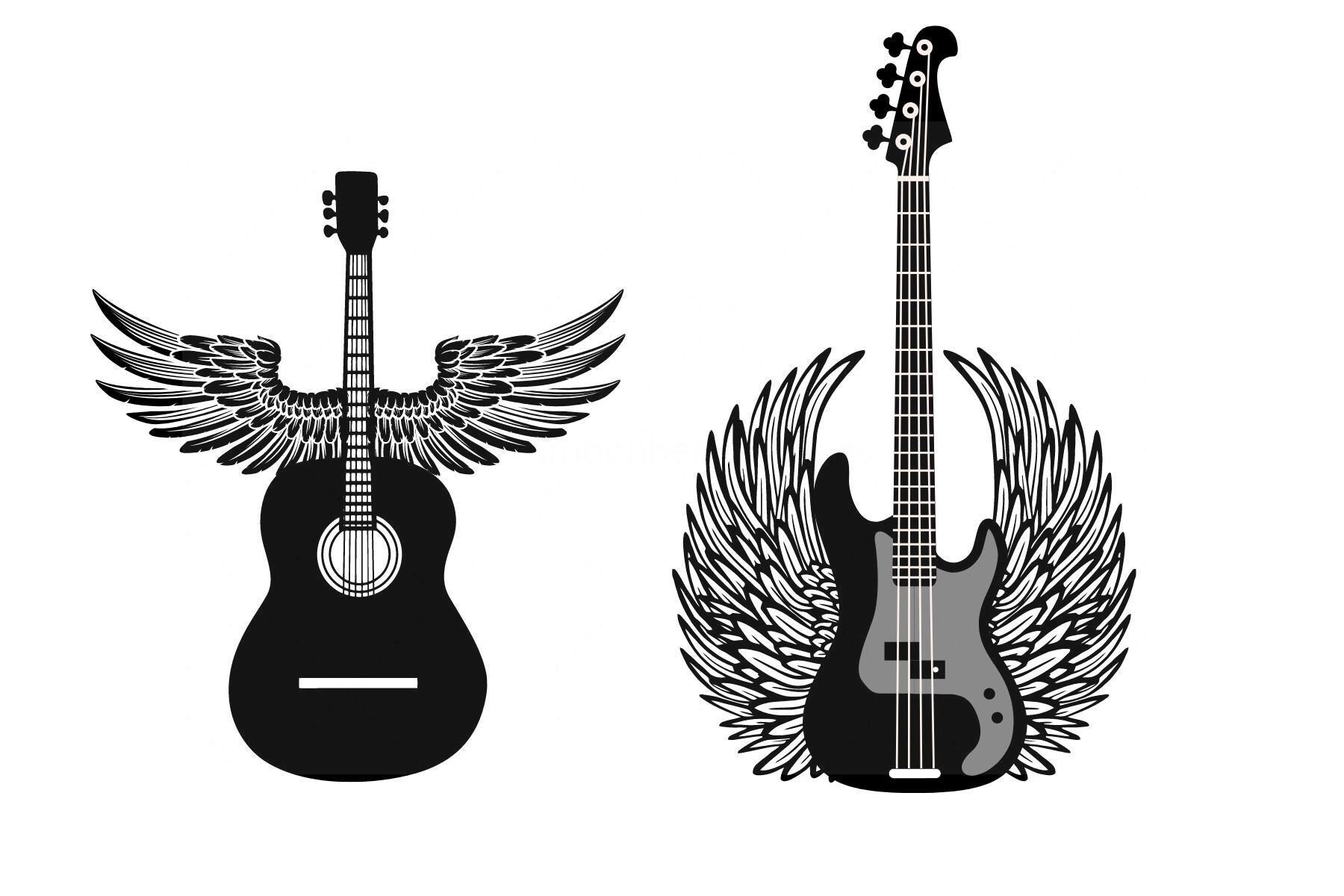 Acoustic Guitar With Wings Clipart Electric Guitar Cricut Svg Png Jpg