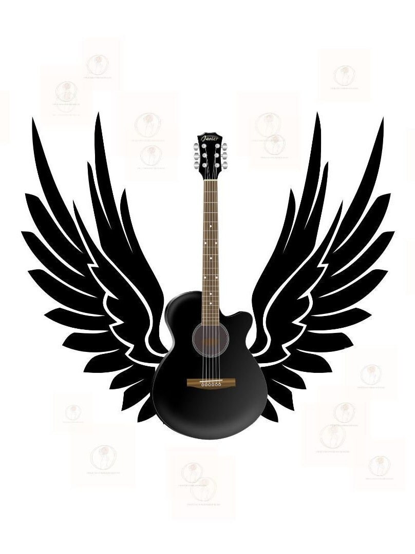 Guitar With Angel Wings Clipart Rock Cricut Guitar Svg Png Jpg - Etsy