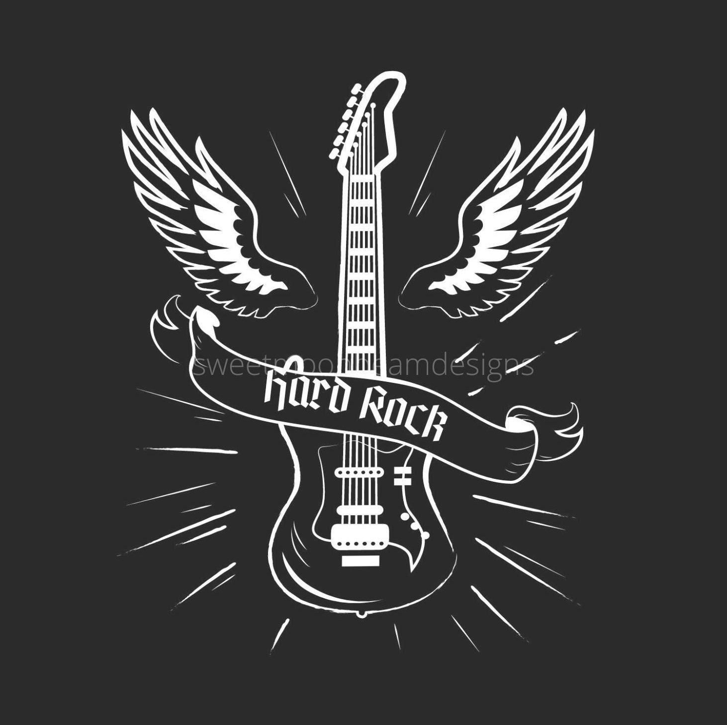 Hard Rock Guitar With Wings Clipart Cricut Guitar SVG PNG JPG Guitarist