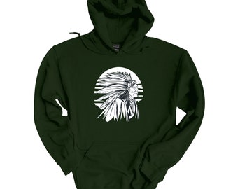 First Nations American Indian Chief Hoodie | Indigenous Sweater | Aboriginal Sweatshirt Unisex