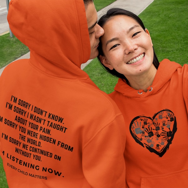 Every Child Matters Hoodie | Orange Shirt Day | FRONT & BACK Print | Indigenous Canada | Chaque Enfant Compte Pullover Sweater