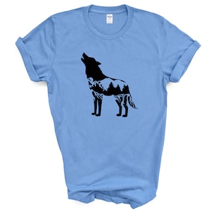 Wolf Shirt | Symbolic Animal Tshirt | Native Art T-shirt | Howling Wolf Tee | Mountain Forest Outdoor Lover Gift | Unisex