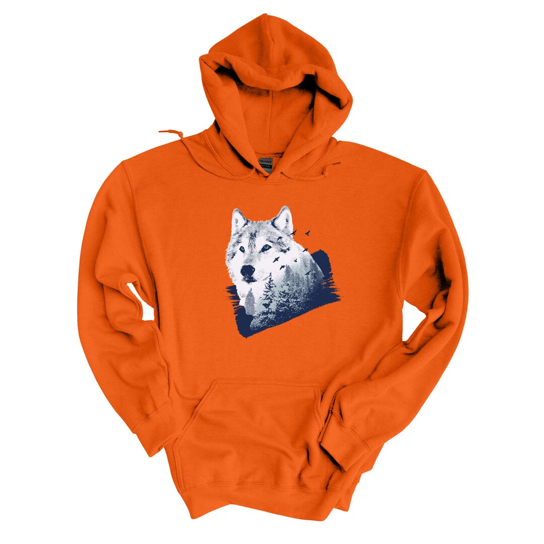 Wolf Hoodie Animal Lover Sweater Outdoors Forest Mountain Etsy