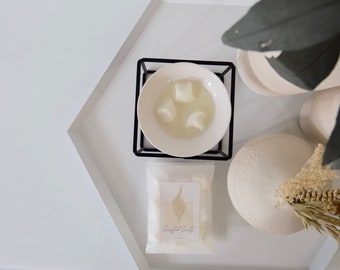 Set de regalo: quemador nórdico + paquete de aceites esenciales de cera de soja, quemador de cera de estilo moderno, regalo de inauguración de la casa, regalo de Navidad.