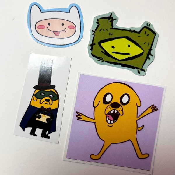 Adventure time Finn, Fern, Jake, Flame Princess, and Randy Butternubs stickers