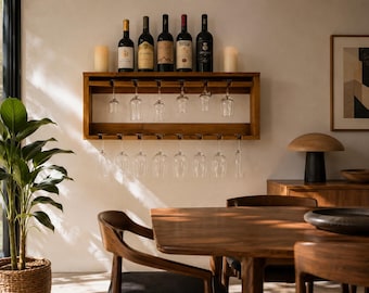 Handcrafted wooden glass rack