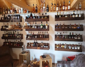 B-Stock: Handgemaakt whiskyrek 90 cm breed van hout - Gratis verzending / Vintage / Duurzaam / Aangepaste kleuren / Uniek / Shabby / Uniek