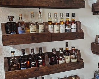 Handgemaakt whiskyrek 90 cm breed van hout - Gratis verzending in GER / Vintage / Duurzaam / Aangepaste kleuren / Uniek / Shabby / Uniek