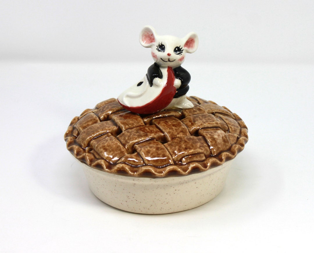 Vintage Ceramic Mouse Pie Trinket Box Potpourri Holder Etsy