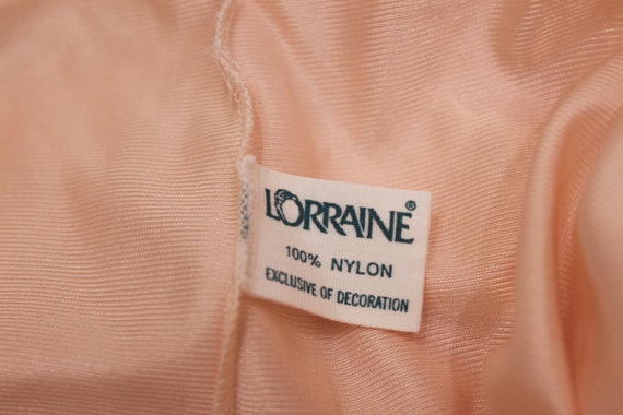 Vintage Lorriane peach nylon tricot woman's squar… - image 8