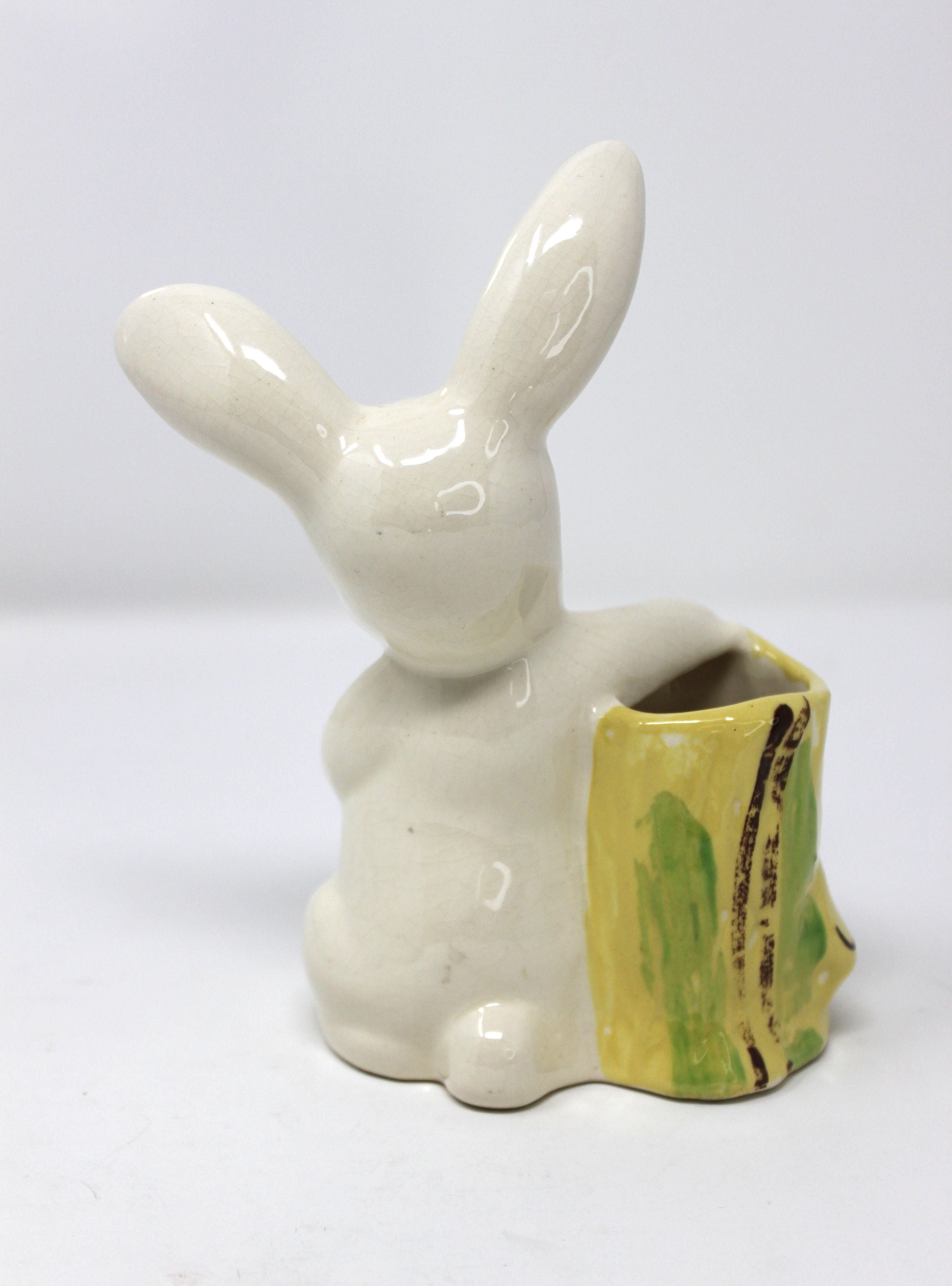 Vintage Ceramic Bunny Rabbit With Tree Stump Vase Planter - Etsy