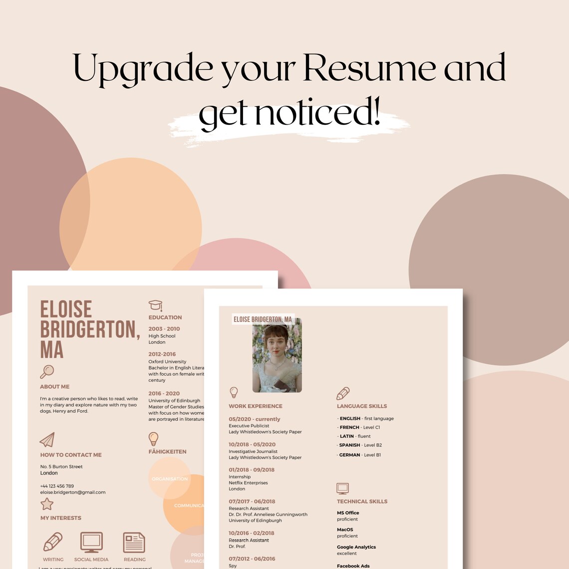 Aesthetic CV Template For CANVA Creative Resume Template Etsy