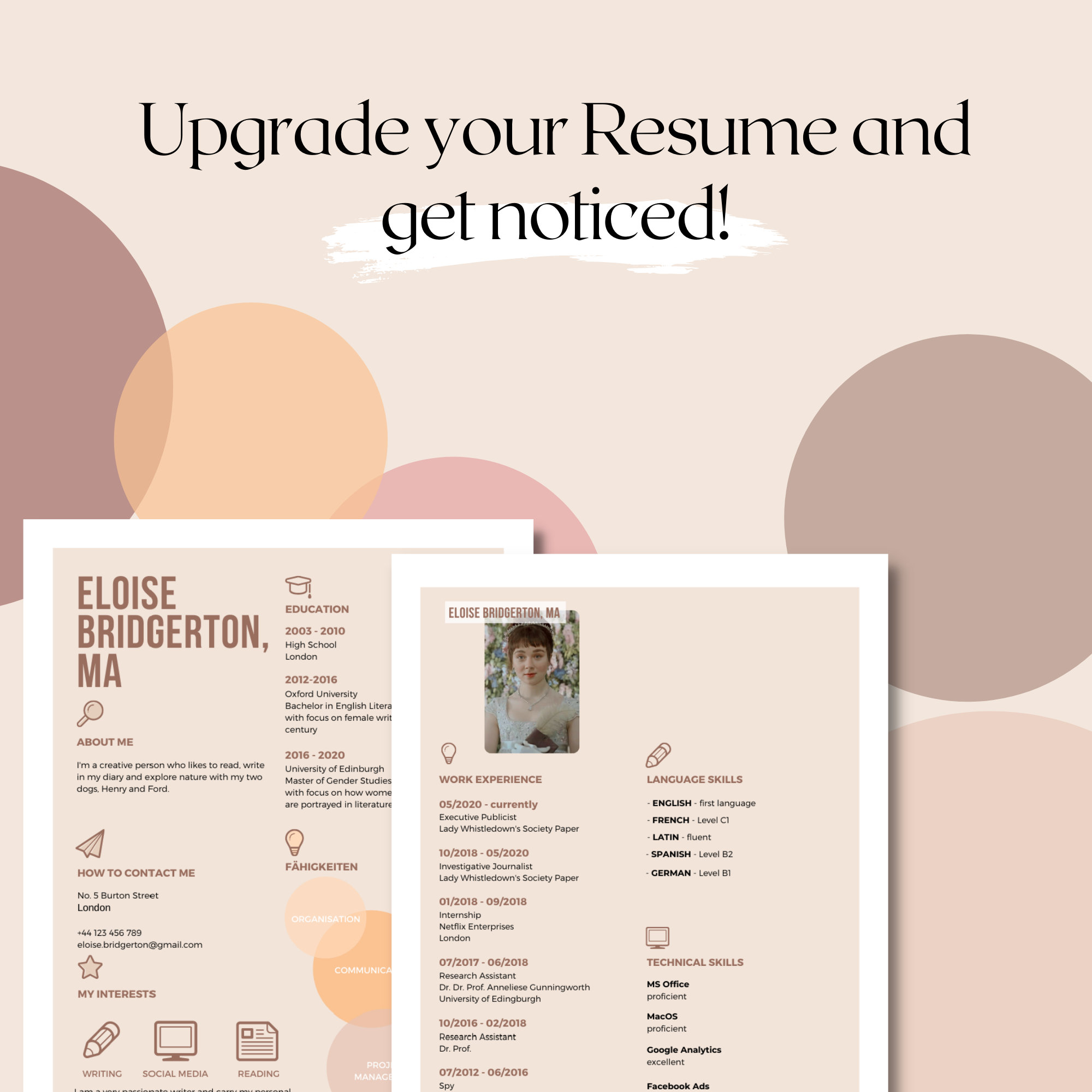 Aesthetic CV Template for CANVA // Creative Resume Template With Photo