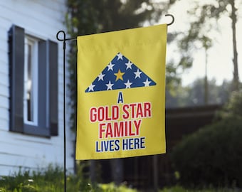 Bandera de jardín familiar Gold Star (soporte no incluido)