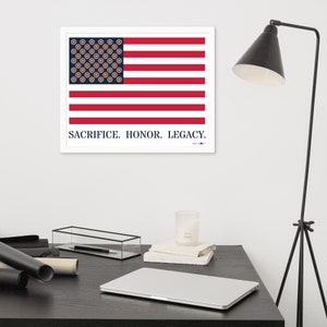 SACRIFICE. HONOR. LEGACY.  Gold Star Emblem Flag Framed Poster 16&quot; X 20&quot;