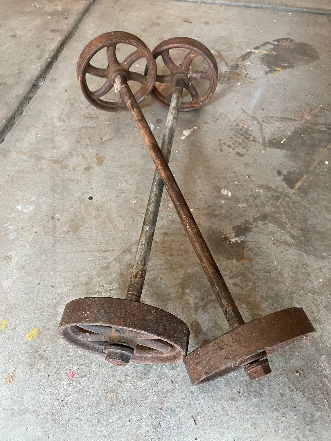 Vintage Factory Cart Wheels Etsy