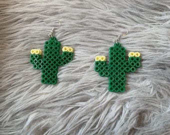 cactus pearler/fuse bead earrings