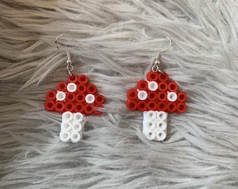 mushroom pearler/fuse bead earrings