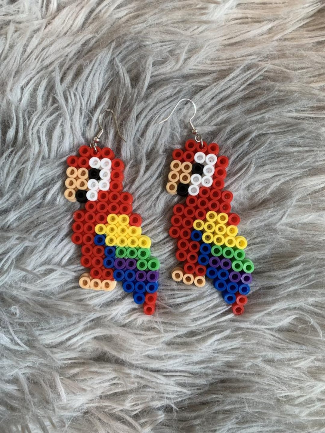 Parrot Pearler/fuse Bead Earrings Etsy Canada