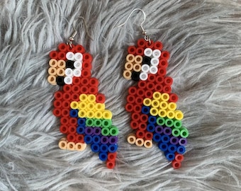 parrot pearler/fuse bead earrings