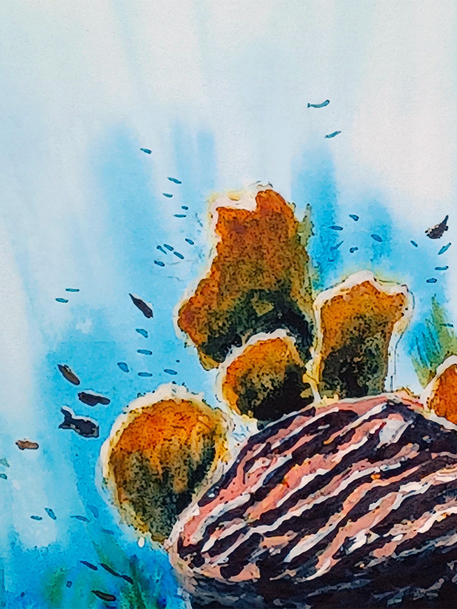 Coral Reef Original Watercolor Painting Key Largo Dry Etsy