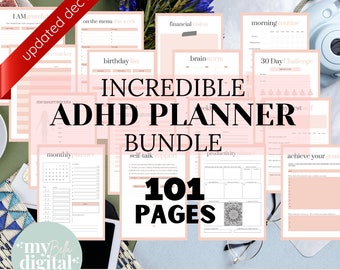 ADHD Planner, adhd planner printable, adhd daily planner, adhd planner adult, adhd digital planner, adhd to do list, habit tracker, PDF