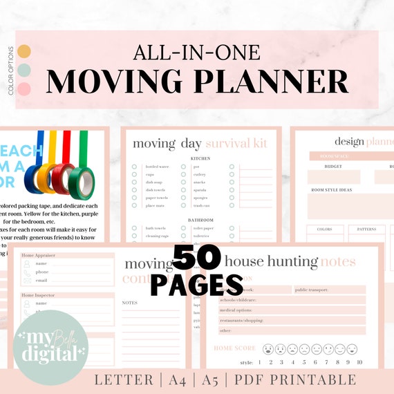 Moving checklist, moving planner, moving binder, moving gift, moving list, moving checklist printable, declutter planner, PDF printable