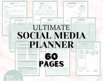 Social Media Planner, content planner, youtube planner, instagram planner, blog planner, etsy planner, social media planner printable, PDF
