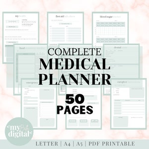 Planificateur médical, classeur médical, journal de tension artérielle, suivi des médicaments, classeur médical imprimable, suivi de la santé mentale, suivi médical PDF