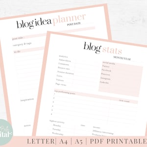 Blogging Planner Printable, Digital Planner for Bloggers, Blog ...