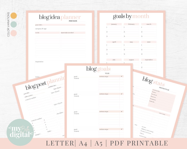 Blogging Planner Printable, Digital Planner for Bloggers, Blog ...