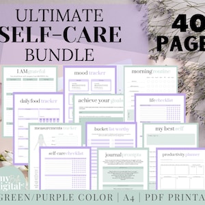 Self Care Planner, Self Care Journal, Flourish Planner, Self Care Checklist, ADHD Planner, Self Love Journal Habit Tracker Printable