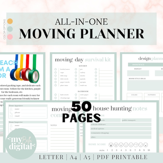 Moving checklist, moving planner, moving binder, moving gift, moving list, moving checklist printable, declutter planner, PDF printable
