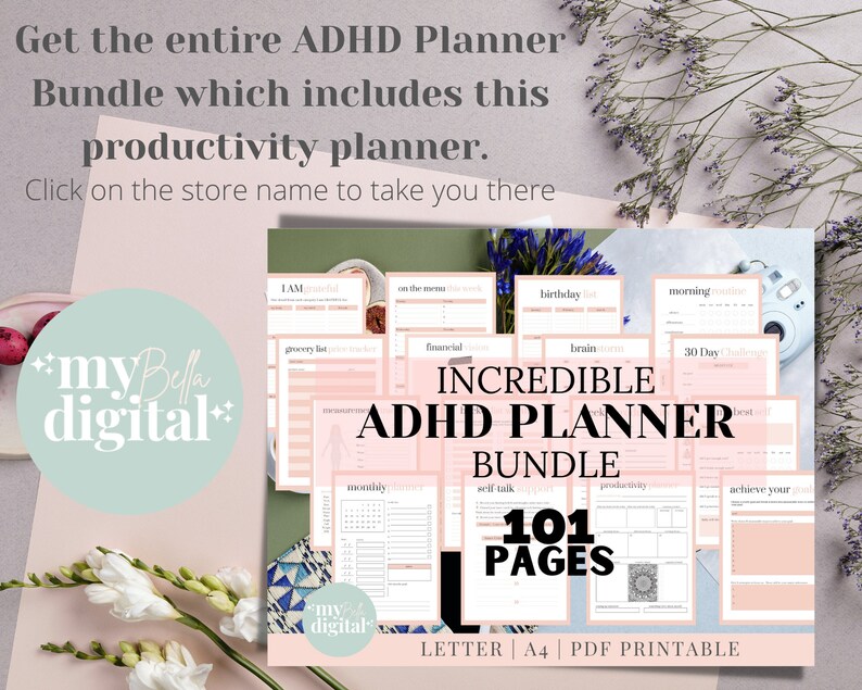 ADHD Planner, adhd planner printable, adhd daily planner, adhd planner adult, adhd digital planner, adhd to do list, habit tracker, PDF image 3