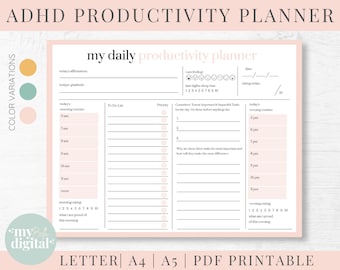 ADHD Planner, adhd planner printable, adhd daily planner, adhd planner adult, adhd digital planner, adhd to do list, habit tracker, PDF