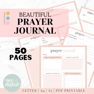 Prayer Journal, Bible Study, Gratitude Journal, God Digital Planner, Jesus PDF Download, Daily Prayer Printable Planner, Prayer Cards PDF