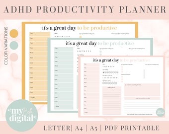 ADHD Planner, adhd planner printable, adhd planner adult, adhd planner digital, adhd to do list, habit tracker, adult adhd planner, PDF