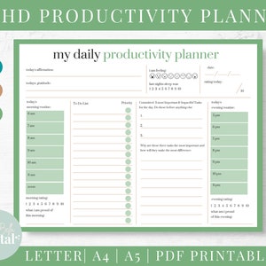 ADHD Planner, adhd planner printable, adhd daily planner, adhd planner adult, adhd digital planner, adhd to do list, habit tracker, PDF