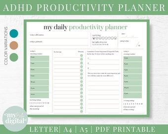 ADHD Planner, adhd planner afdrukbaar, adhd dagelijkse planner, adhd planner volwassene, adhd digitale planner, adhd to do lijst, gewoonte tracker, PDF