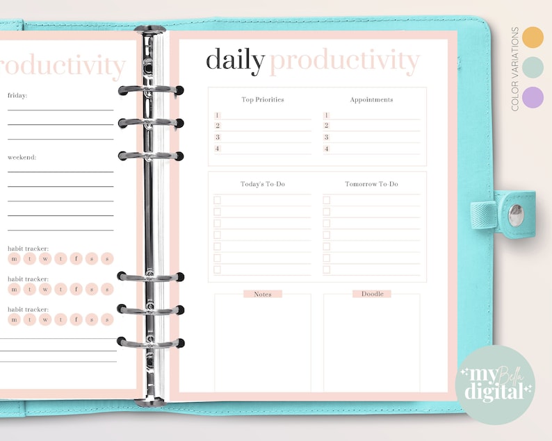 Productivity Planner Printable Daily Productive Daily Tasks - Etsy