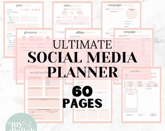 Social Media Planner, content planner, youtube planner, instagram planner, blog planner, etsy planner, social media planner printable, PDF