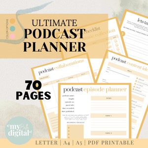 Podcast Planner, podcast template, content planner, social media planner, youtube planner, content calendar, social media manager, PRINTABLE