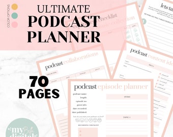 Podcast Planner, podcast template, content planner, social media planner, youtube planner, content calendar, social media manager, PRINTABLE
